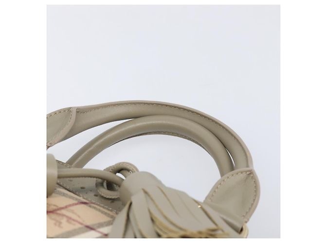 Borsa a mano BURBERRY Nova Check PVC 2way Beige Gold Auth 204398V D'oro - vista 9