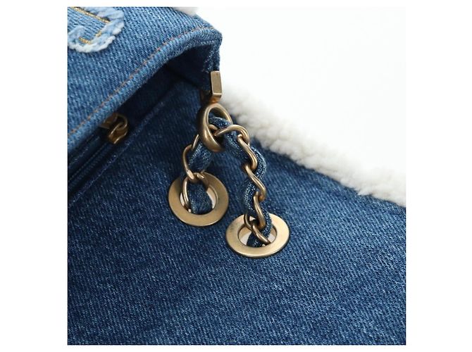 Borsa a tracolla con catena CHANEL Denim Blue Gold CC Auth 204897SM D'oro - vista 19