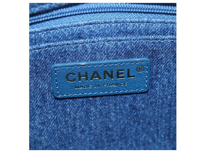 Borsa a tracolla con catena CHANEL Denim Blue Gold CC Auth 204897SM D'oro - vista 21
