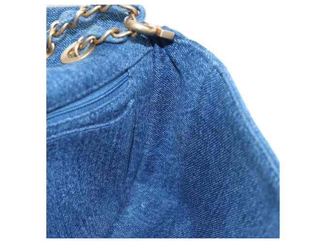 Borsa a tracolla con catena CHANEL Denim Blue Gold CC Auth 204897SM D'oro - vista 23
