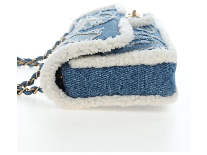 Borsa a tracolla con catena CHANEL Denim Blue Gold CC Auth 204897SM D'oro - vista 4