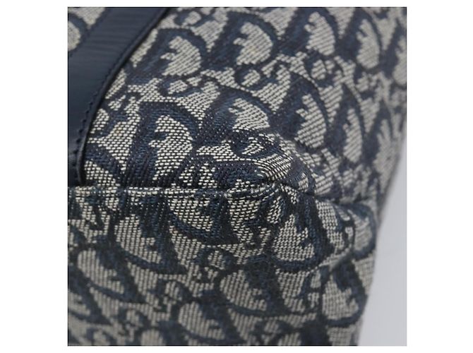 Borsa a mano Christian Dior Trotter Canvas Navy Gold Auth ep16121 D'oro Blu navy - vista 13