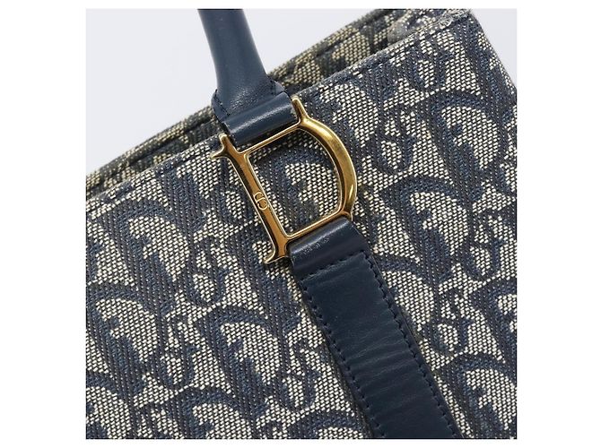 Borsa a mano Christian Dior Trotter Canvas Navy Gold Auth ep16121 D'oro Blu navy - vista 16