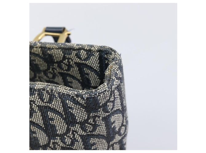 Borsa a mano Christian Dior Trotter Canvas Navy Gold Auth ep16121 D'oro Blu navy - vista 18