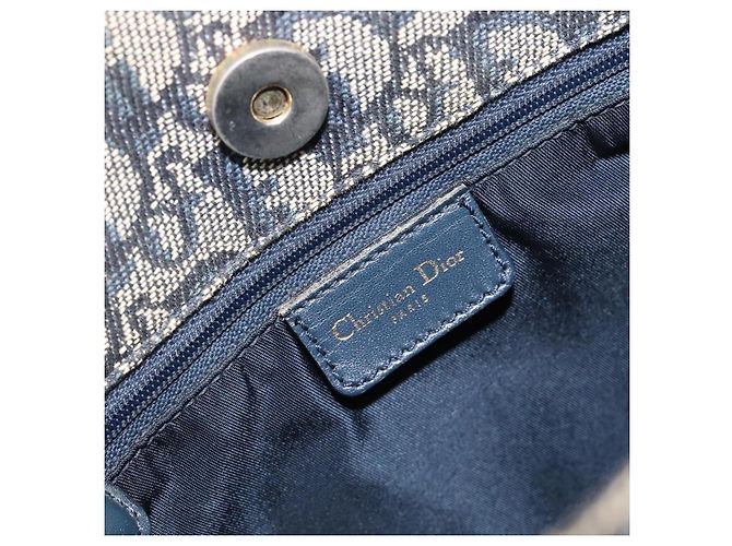 Borsa a mano Christian Dior Trotter Canvas Navy Gold Auth ep16121 D'oro Blu navy - vista 19