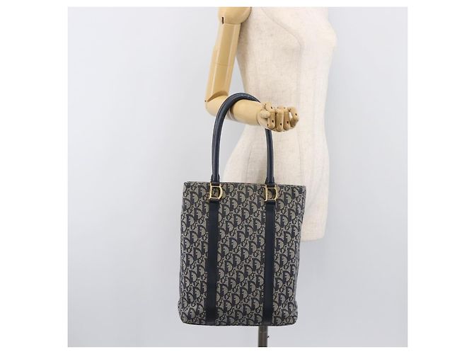 Borsa a mano Christian Dior Trotter Canvas Navy Gold Auth ep16121 D'oro Blu navy - vista 26