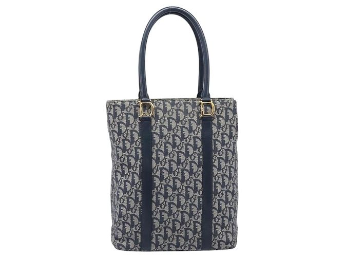 Borsa a mano Christian Dior Trotter Canvas Navy Gold Auth ep16121 D'oro Blu navy - vista 3