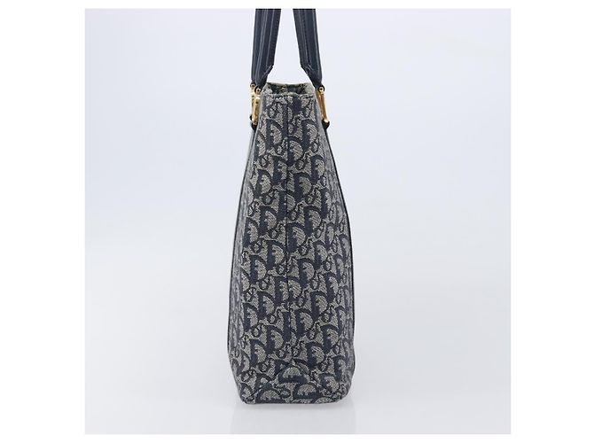 Borsa a mano Christian Dior Trotter Canvas Navy Gold Auth ep16121 D'oro Blu navy - vista 4