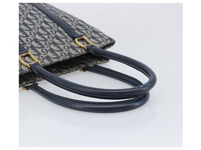 Borsa a mano Christian Dior Trotter Canvas Navy Gold Auth ep16121 D'oro Blu navy - vista 7