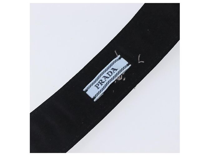PRADA Bijoux Belt Satin 75/30 Black Silver Auth ki6885V Preto Prata - vista 10