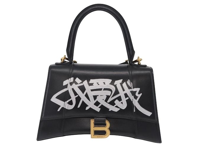 BALENCIAGA Borsa a Mano Small Hour Glass Pelle 2way Nero Oro 693546 Auth gh2347V - vista 2