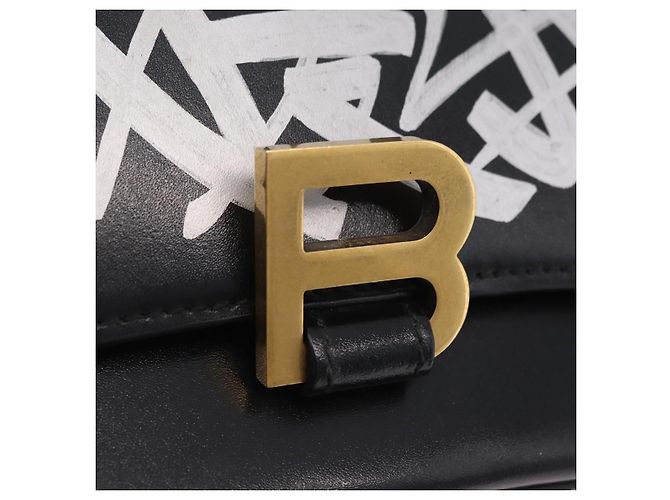 BALENCIAGA Borsa a Mano Small Hour Glass Pelle 2way Nero Oro 693546 Auth gh2347V - vista 20