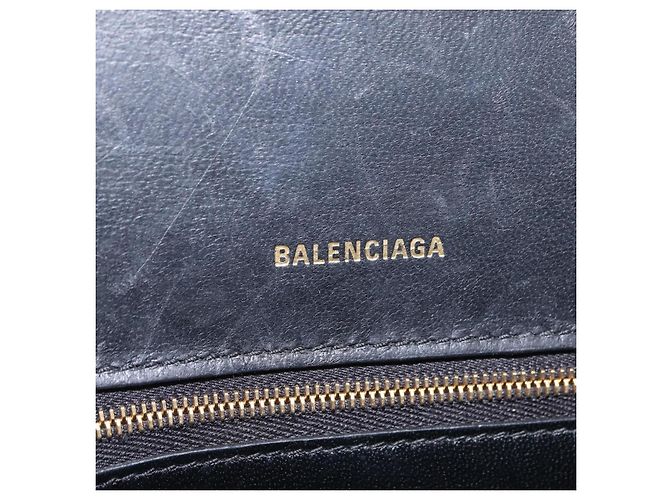 BALENCIAGA Borsa a Mano Small Hour Glass Pelle 2way Nero Oro 693546 Auth gh2347V - vista 25