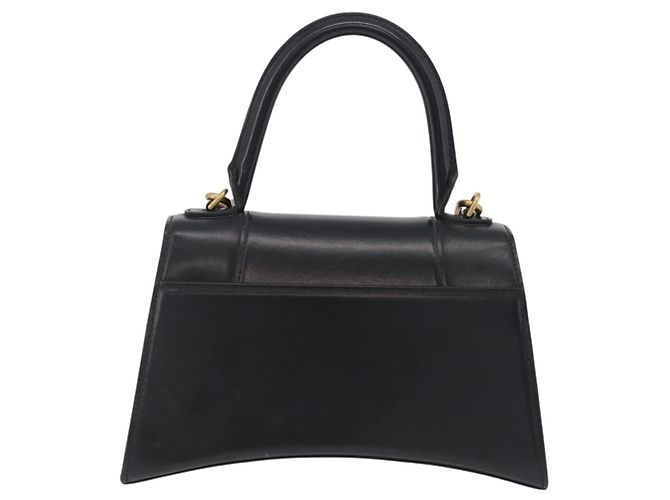 BALENCIAGA Borsa a Mano Small Hour Glass Pelle 2way Nero Oro 693546 Auth gh2347V - vista 3