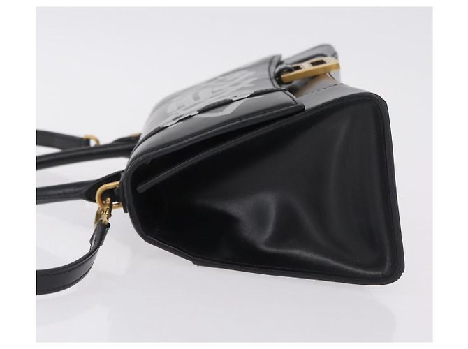 BALENCIAGA Borsa a Mano Small Hour Glass Pelle 2way Nero Oro 693546 Auth gh2347V - vista 5