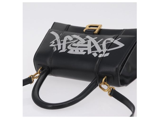 BALENCIAGA Borsa a Mano Small Hour Glass Pelle 2way Nero Oro 693546 Auth gh2347V - vista 6