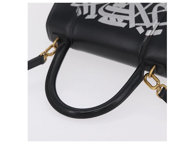 BALENCIAGA Borsa a Mano Small Hour Glass Pelle 2way Nero Oro 693546 Auth gh2347V - vista 7