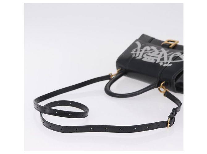 BALENCIAGA Borsa a Mano Small Hour Glass Pelle 2way Nero Oro 693546 Auth gh2347V - vista 9