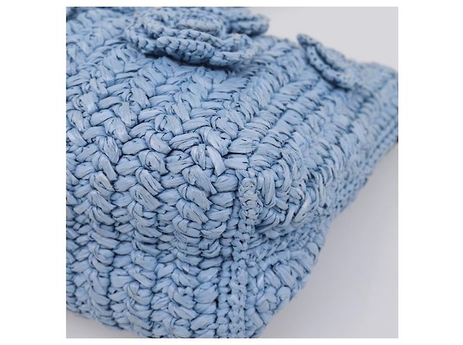 Bolsa de Ombro Miu Miu Raffia Blue Silver Auth bs37118A Prata Azul - vista 10