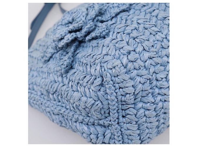 Bolsa de Ombro Miu Miu Raffia Blue Silver Auth bs37118A Prata Azul - vista 11