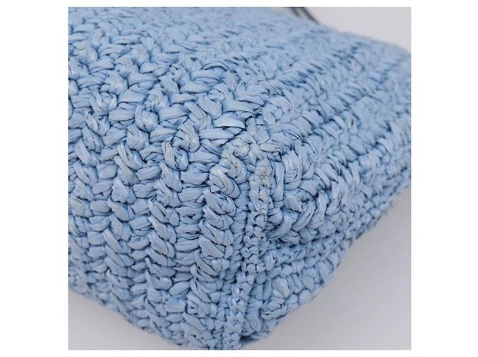 Bolsa de Ombro Miu Miu Raffia Blue Silver Auth bs37118A Prata Azul - vista 12