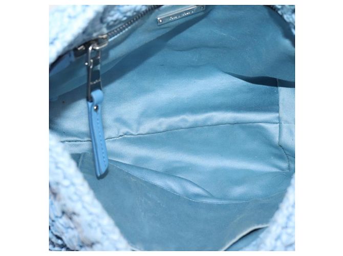 Bolsa de Ombro Miu Miu Raffia Blue Silver Auth bs37118A Prata Azul - vista 17