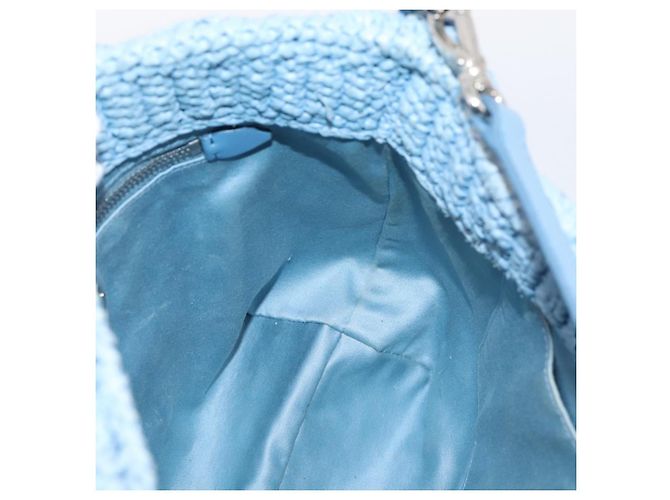 Bolsa de Ombro Miu Miu Raffia Blue Silver Auth bs37118A Prata Azul - vista 18