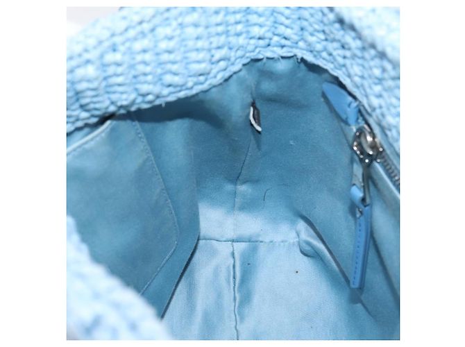 Bolsa de Ombro Miu Miu Raffia Blue Silver Auth bs37118A Prata Azul - vista 19