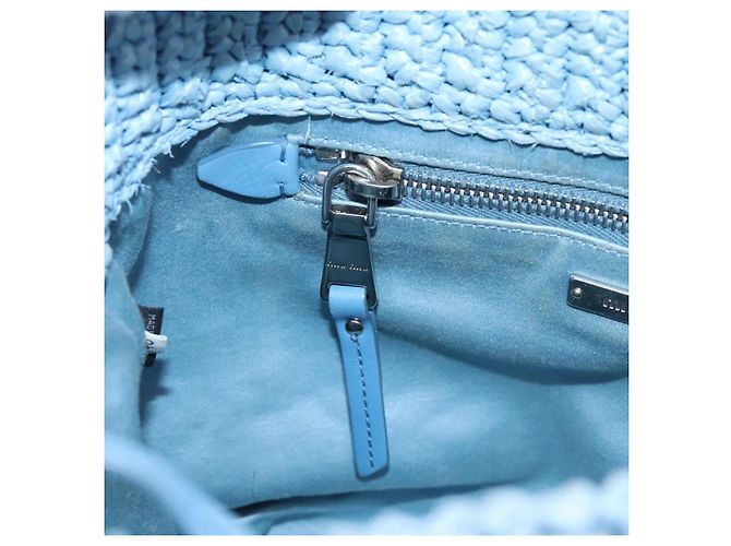 Bolsa de Ombro Miu Miu Raffia Blue Silver Auth bs37118A Prata Azul - vista 20