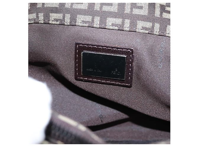 Borsa a tracolla FENDI Zucchino Canvas Mamma Baguette Marrone Argento Auth 204892V - vista 17