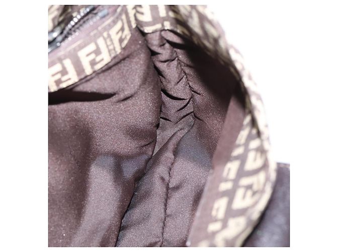 Borsa a tracolla FENDI Zucchino Canvas Mamma Baguette Marrone Argento Auth 204892V - vista 20