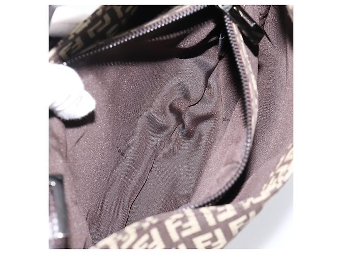 Borsa a tracolla FENDI Zucchino Canvas Mamma Baguette Marrone Argento Auth 204892V - vista 22