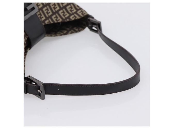 Borsa a tracolla FENDI Zucchino Canvas Mamma Baguette Marrone Argento Auth 204892V - vista 7