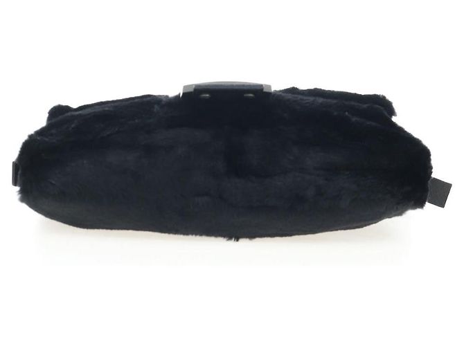 Borsa a tracolla FENDI Mamma Baguette in pelliccia nera Auth 206008SAM Nero - vista 10