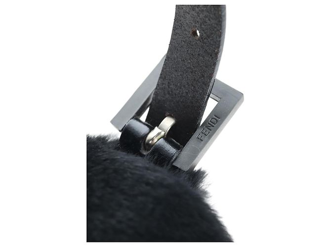 Borsa a tracolla FENDI Mamma Baguette in pelliccia nera Auth 206008SAM Nero - vista 15