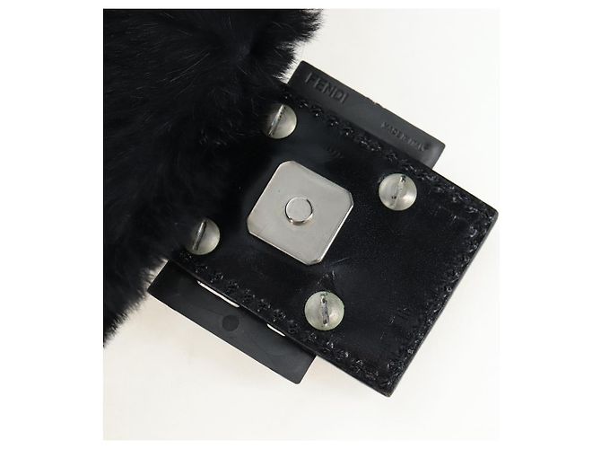 Borsa a tracolla FENDI Mamma Baguette in pelliccia nera Auth 206008SAM Nero - vista 18
