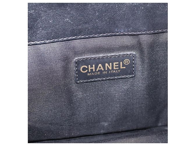 Borsa a mano con catena CHANEL Canvas Nero Tono Oro CC Auth mr2921A - vista 15