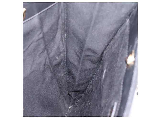Borsa a mano con catena CHANEL Canvas Nero Tono Oro CC Auth mr2921A - vista 18