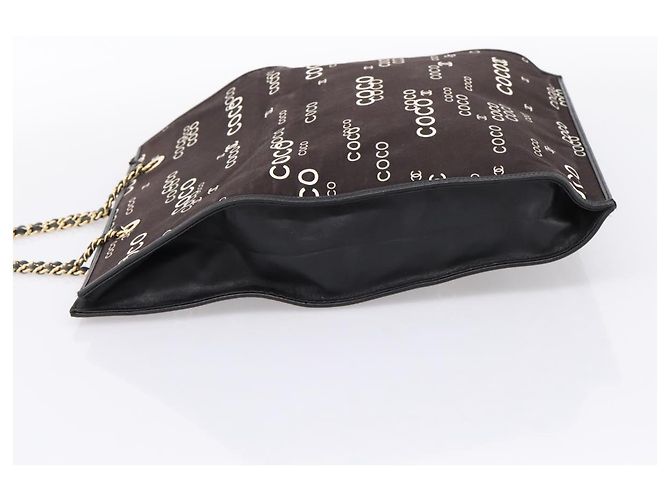 Borsa a mano con catena CHANEL Canvas Nero Tono Oro CC Auth mr2921A - vista 4