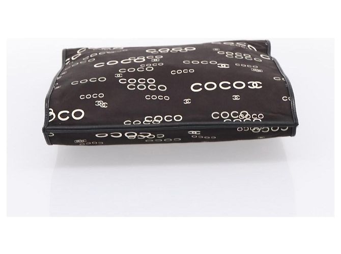 Borsa a mano con catena CHANEL Canvas Nero Tono Oro CC Auth mr2921A - vista 9