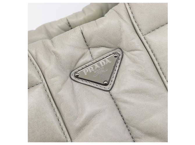 Borsa a mano PRADA Nappa Bomber in pelle 2way Grigio Auth LN154 Marrone - vista 19