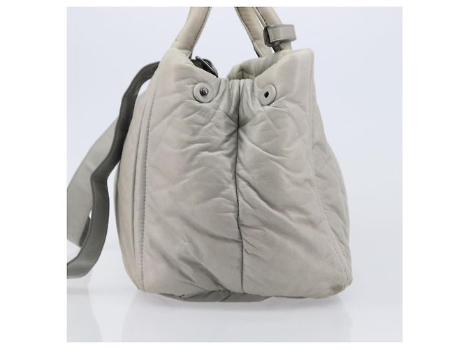 Borsa a mano PRADA Nappa Bomber in pelle 2way Grigio Auth LN154 Marrone - vista 4