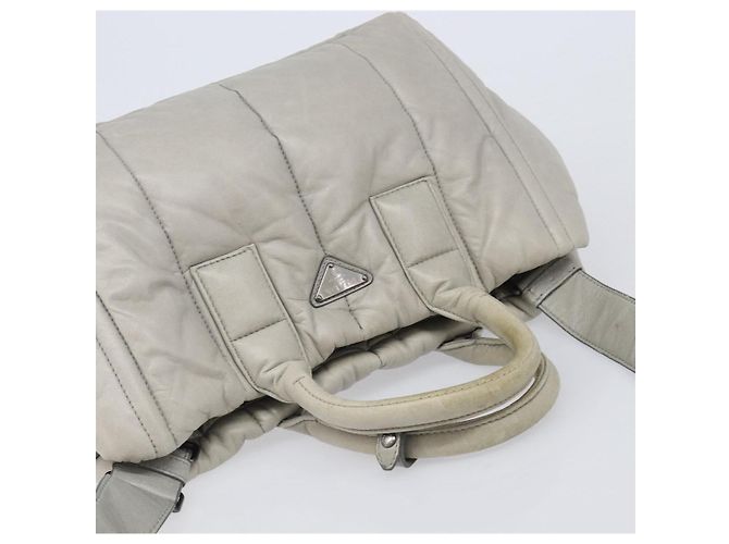 Borsa a mano PRADA Nappa Bomber in pelle 2way Grigio Auth LN154 Marrone - vista 6