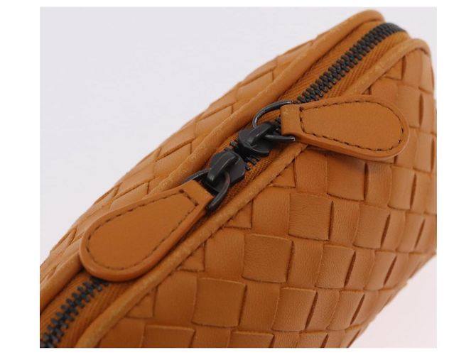 BOTTEGA VENETA INTRECCIATO Pouch Leather Orange Auth mr2980A Arancione - vista 12