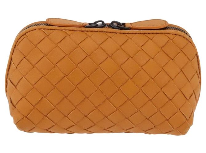 BOTTEGA VENETA INTRECCIATO Pouch Leather Orange Auth mr2980A Arancione - vista 2