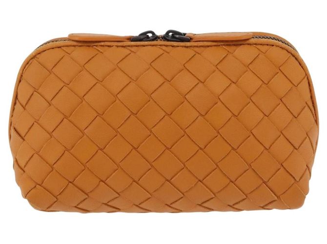 BOTTEGA VENETA INTRECCIATO Pouch Leather Orange Auth mr2980A Arancione - vista 3