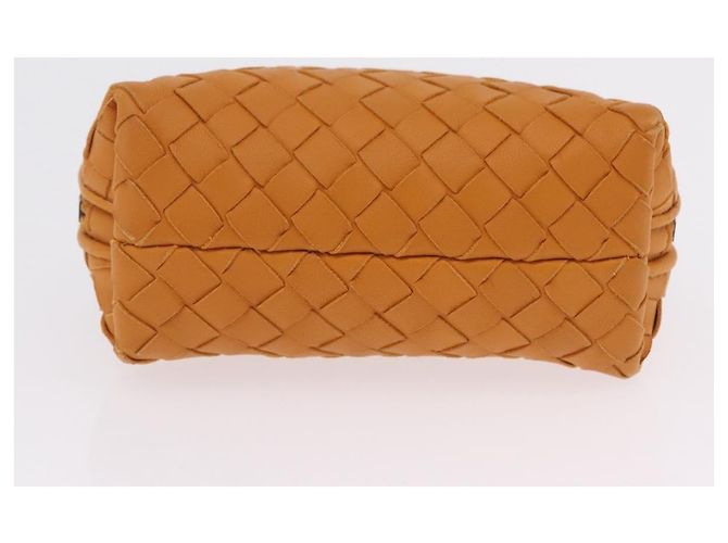 BOTTEGA VENETA INTRECCIATO Pouch Leather Orange Auth mr2980A Arancione - vista 7