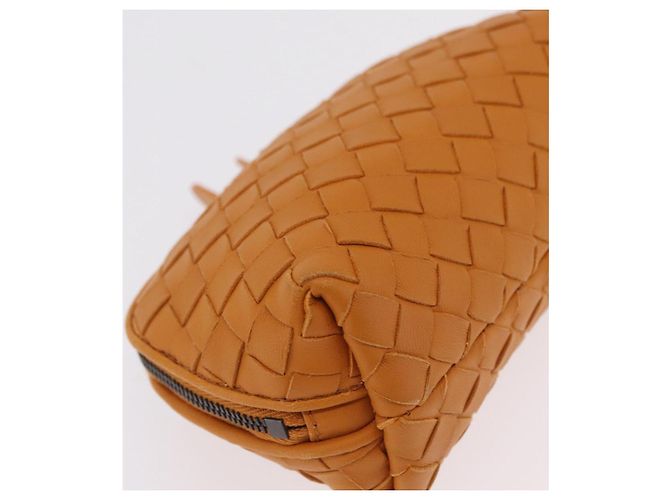 BOTTEGA VENETA INTRECCIATO Pouch Leather Orange Auth mr2980A Arancione - vista 8