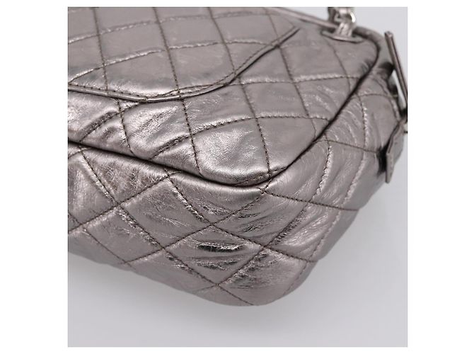 Borsa a tracolla CHANEL Matelasse COCO Mark Chain in pelle Argento CC Auth yk20943V - vista 12