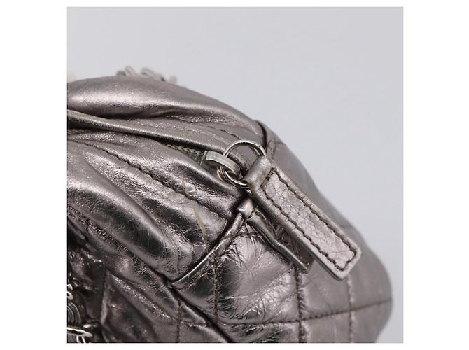Borsa a tracolla CHANEL Matelasse COCO Mark Chain in pelle Argento CC Auth yk20943V - vista 14